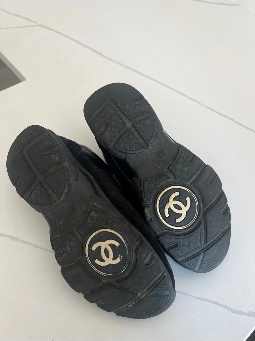 CHANEL Black Logo Sneakers